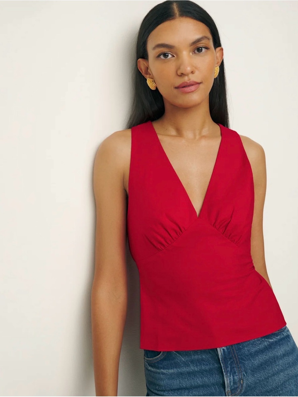 Reformation Meg Top Lipstick Red - Size 12